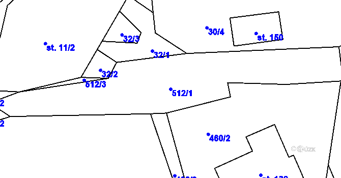 Parcela st. 512/1 v KÚ Hodonín u Kunštátu, Katastrální mapa