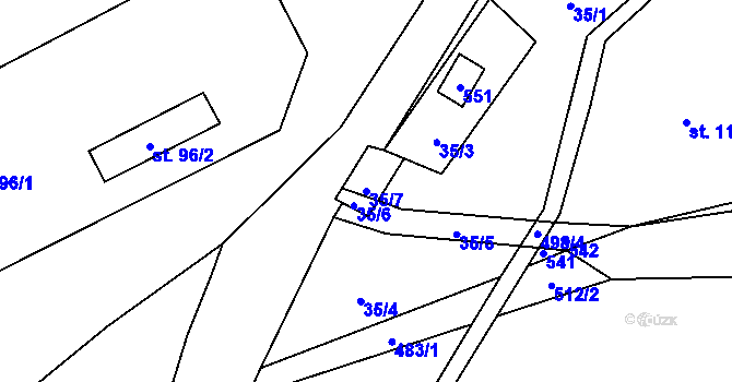 Parcela st. 35/7 v KÚ Hodonín u Kunštátu, Katastrální mapa