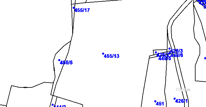 Parcela st. 455/13 v KÚ Hodonín u Kunštátu, Katastrální mapa
