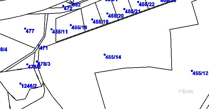 Parcela st. 455/14 v KÚ Hodonín u Kunštátu, Katastrální mapa