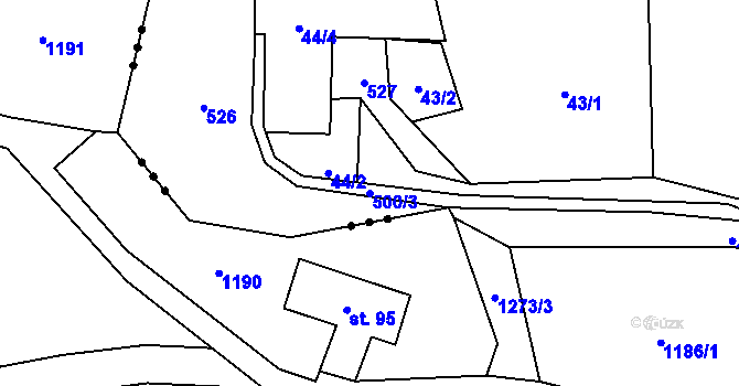 Parcela st. 500/3 v KÚ Hodonín u Kunštátu, Katastrální mapa