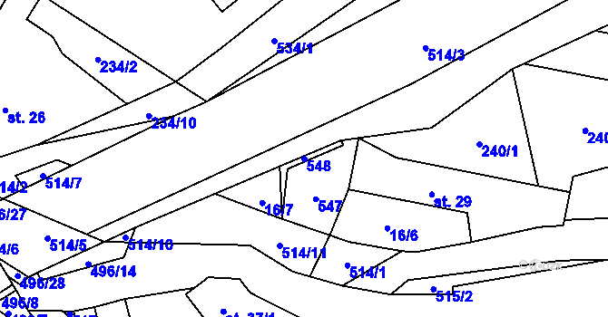 Parcela st. 548 v KÚ Hodonín u Kunštátu, Katastrální mapa