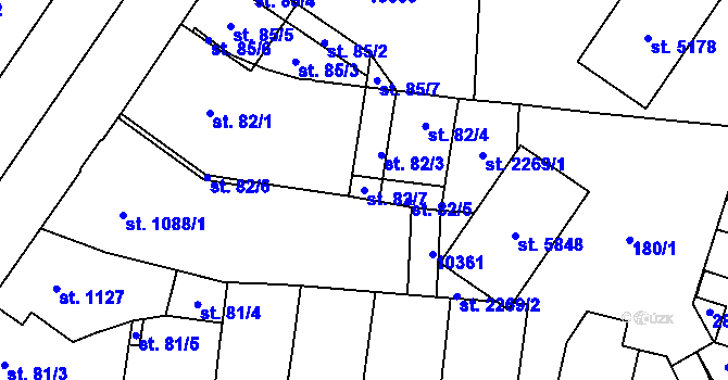 Parcela st. 82/7 v KÚ Hodonín, Katastrální mapa