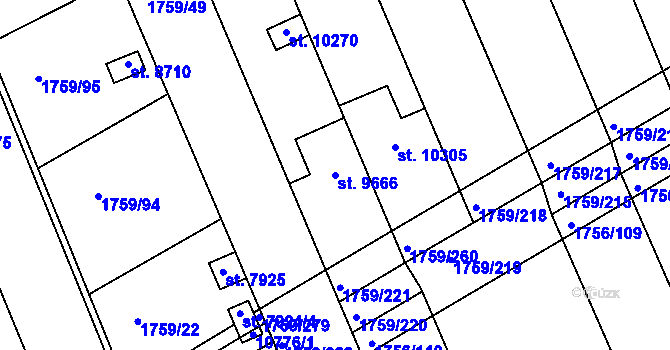 Parcela st. 9666 v KÚ Hodonín, Katastrální mapa