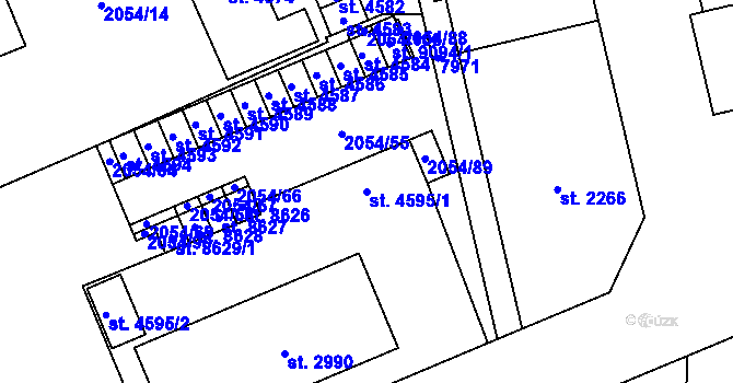 Parcela st. 4595/1 v KÚ Hodonín, Katastrální mapa