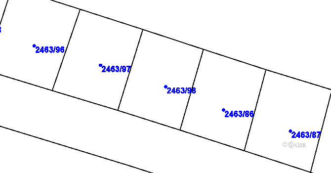 Parcela st. 2463/98 v KÚ Hodonín, Katastrální mapa