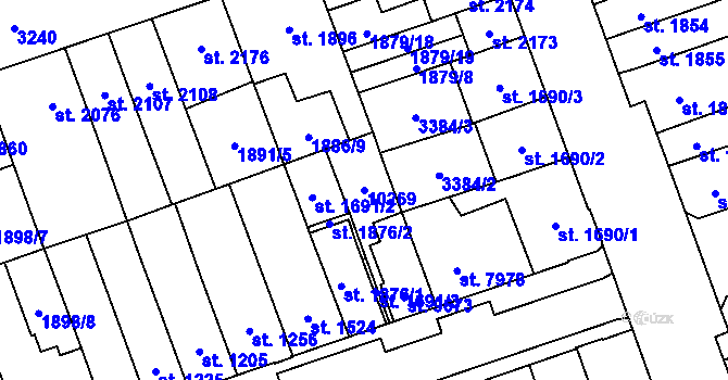 Parcela st. 10269 v KÚ Hodonín, Katastrální mapa