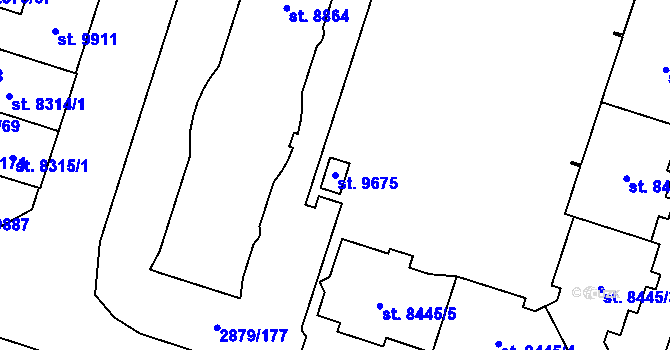Parcela st. 9675 v KÚ Hodonín, Katastrální mapa