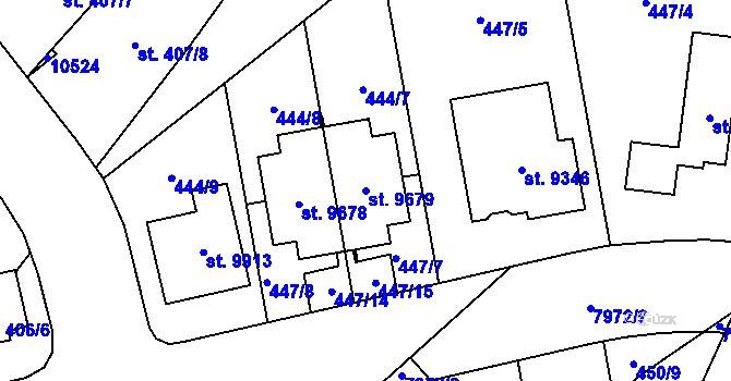 Parcela st. 9679 v KÚ Hodonín, Katastrální mapa