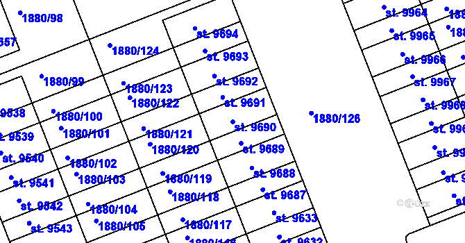 Parcela st. 9690 v KÚ Hodonín, Katastrální mapa