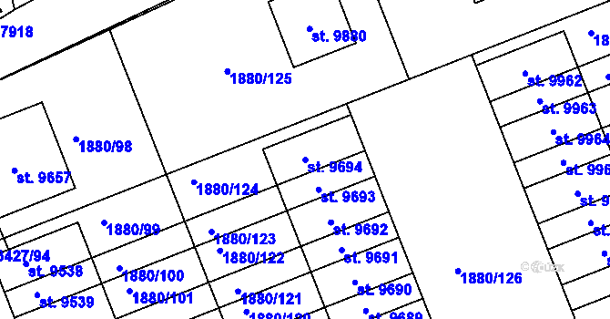 Parcela st. 9694 v KÚ Hodonín, Katastrální mapa