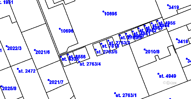 Parcela st. 2763/5 v KÚ Hodonín, Katastrální mapa