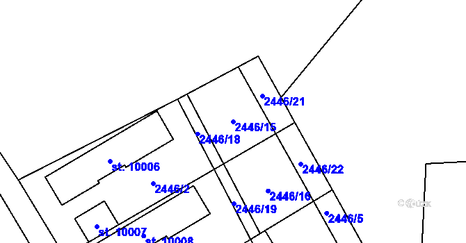 Parcela st. 2446/15 v KÚ Hodonín, Katastrální mapa
