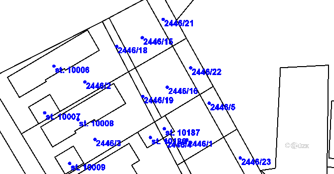 Parcela st. 2446/16 v KÚ Hodonín, Katastrální mapa