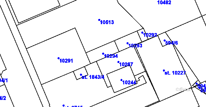 Parcela st. 10294 v KÚ Hodonín, Katastrální mapa
