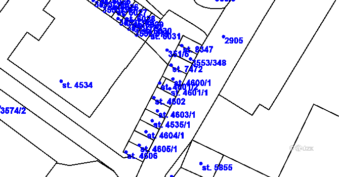 Parcela st. 4601/1 v KÚ Hodonín, Katastrální mapa