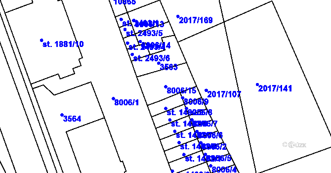 Parcela st. 8006/15 v KÚ Hodonín, Katastrální mapa