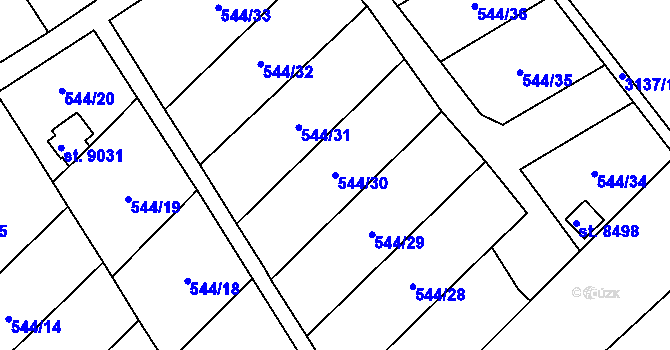 Parcela st. 544/30 v KÚ Hodonín, Katastrální mapa