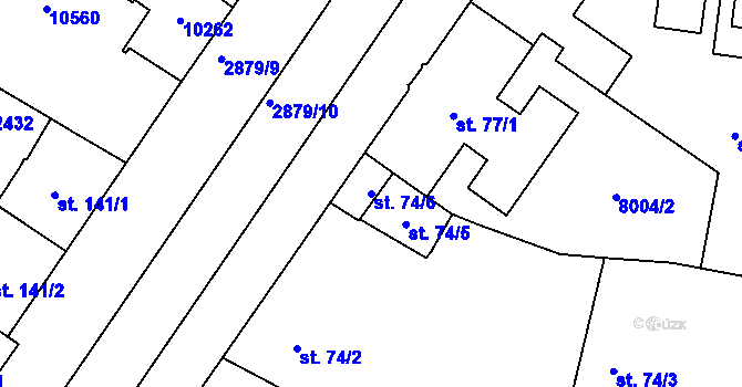 Parcela st. 74/6 v KÚ Hodonín, Katastrální mapa