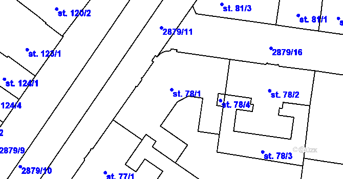 Parcela st. 78/1 v KÚ Hodonín, Katastrální mapa