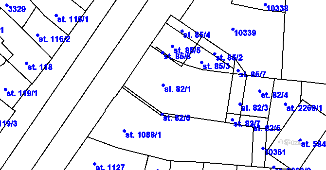 Parcela st. 82/1 v KÚ Hodonín, Katastrální mapa