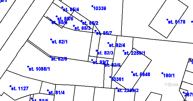Parcela st. 82/3 v KÚ Hodonín, Katastrální mapa