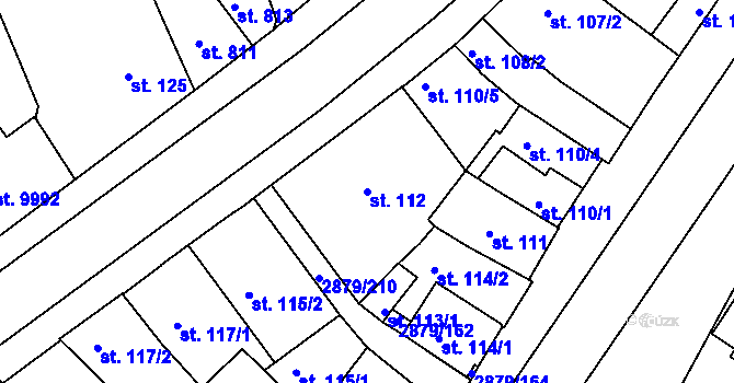 Parcela st. 112 v KÚ Hodonín, Katastrální mapa