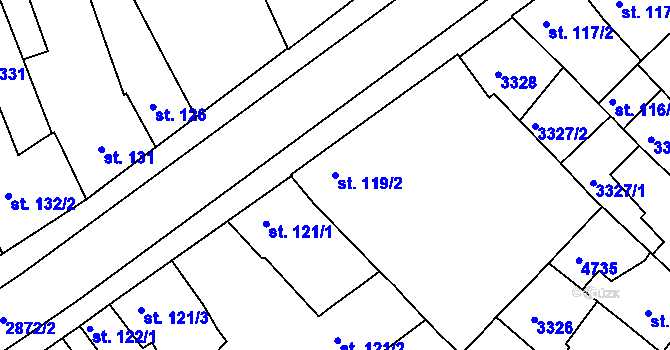 Parcela st. 119/2 v KÚ Hodonín, Katastrální mapa
