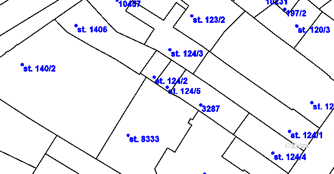 Parcela st. 124/5 v KÚ Hodonín, Katastrální mapa