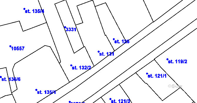 Parcela st. 131 v KÚ Hodonín, Katastrální mapa