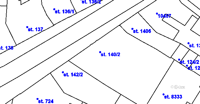Parcela st. 140/2 v KÚ Hodonín, Katastrální mapa