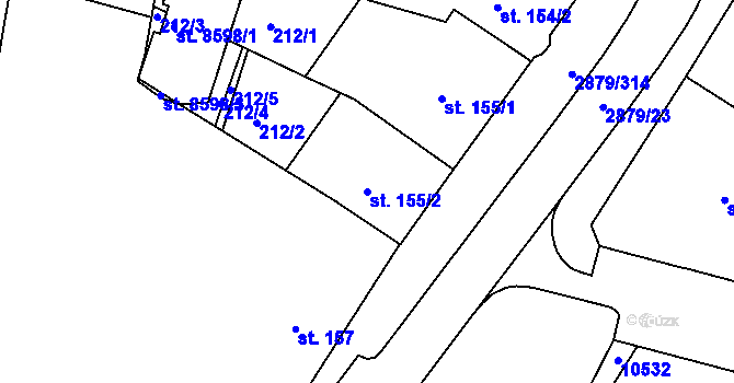 Parcela st. 155/2 v KÚ Hodonín, Katastrální mapa