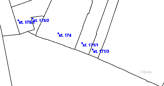Parcela st. 171/1 v KÚ Hodonín, Katastrální mapa