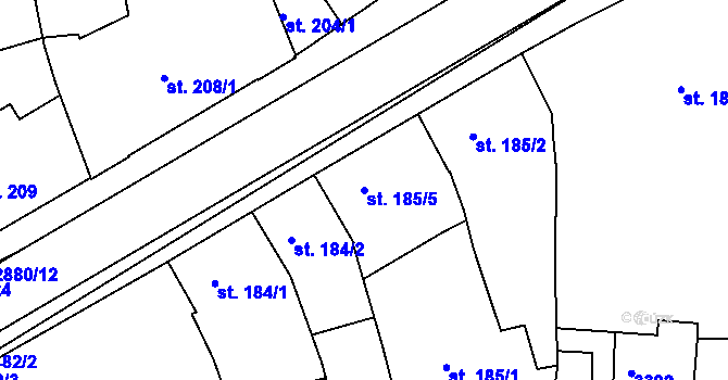 Parcela st. 185/5 v KÚ Hodonín, Katastrální mapa