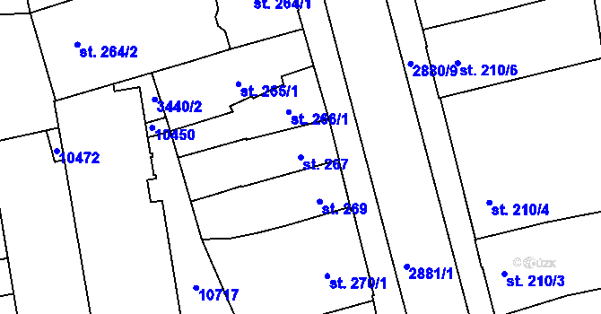 Parcela st. 267 v KÚ Hodonín, Katastrální mapa
