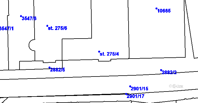 Parcela st. 275/4 v KÚ Hodonín, Katastrální mapa