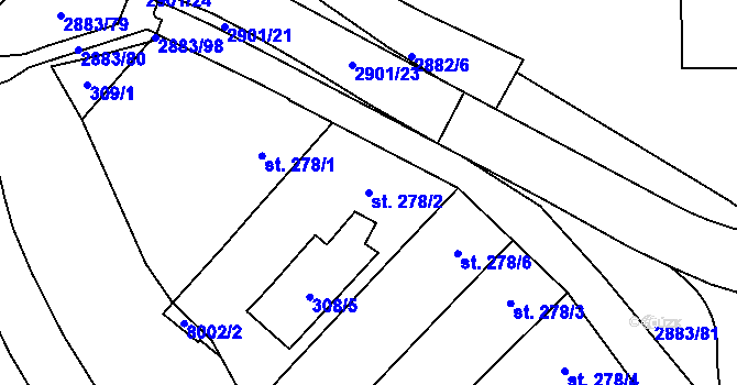 Parcela st. 278/2 v KÚ Hodonín, Katastrální mapa