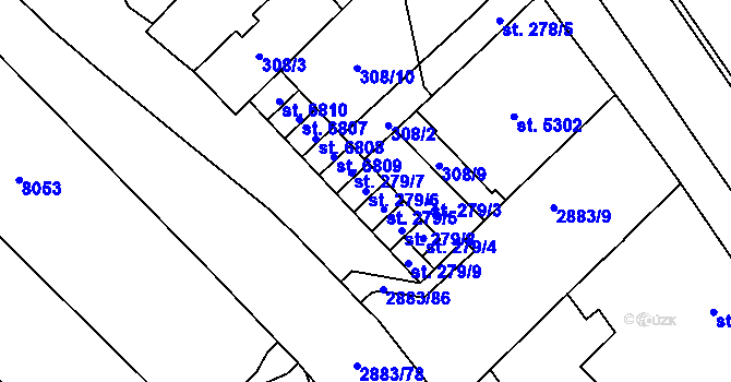 Parcela st. 279/6 v KÚ Hodonín, Katastrální mapa