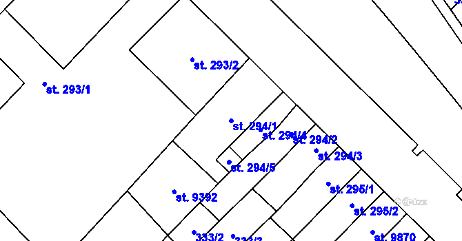 Parcela st. 294/1 v KÚ Hodonín, Katastrální mapa