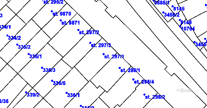 Parcela st. 297/1 v KÚ Hodonín, Katastrální mapa