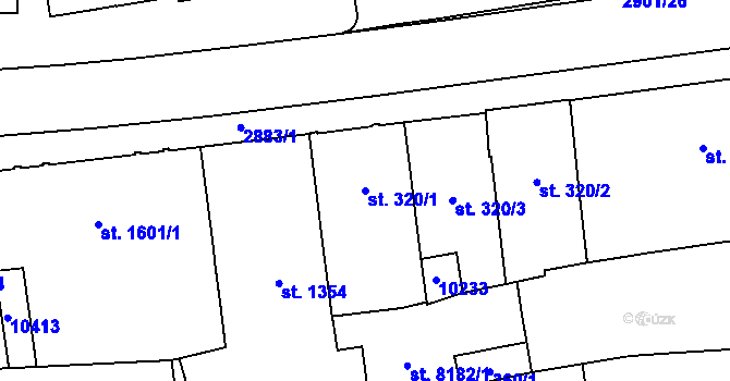 Parcela st. 320/1 v KÚ Hodonín, Katastrální mapa