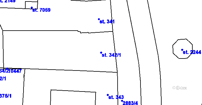 Parcela st. 342/1 v KÚ Hodonín, Katastrální mapa