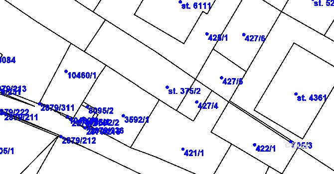 Parcela st. 375/2 v KÚ Hodonín, Katastrální mapa