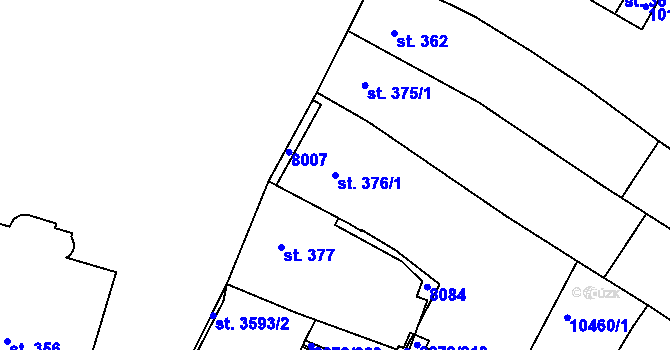 Parcela st. 376/1 v KÚ Hodonín, Katastrální mapa