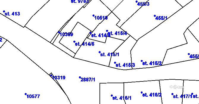 Parcela st. 415/1 v KÚ Hodonín, Katastrální mapa