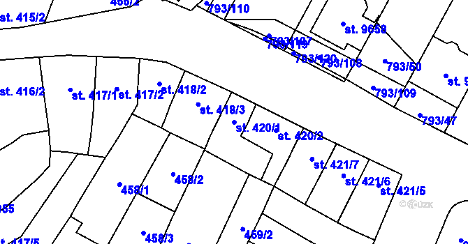 Parcela st. 420/1 v KÚ Hodonín, Katastrální mapa