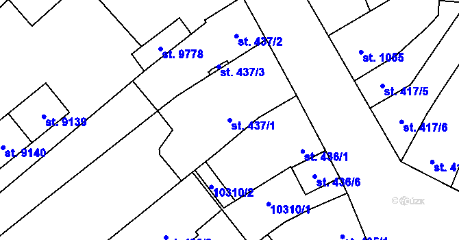 Parcela st. 437/1 v KÚ Hodonín, Katastrální mapa