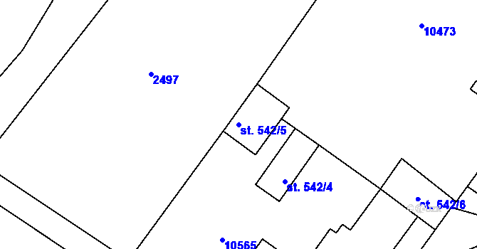 Parcela st. 542/5 v KÚ Hodonín, Katastrální mapa