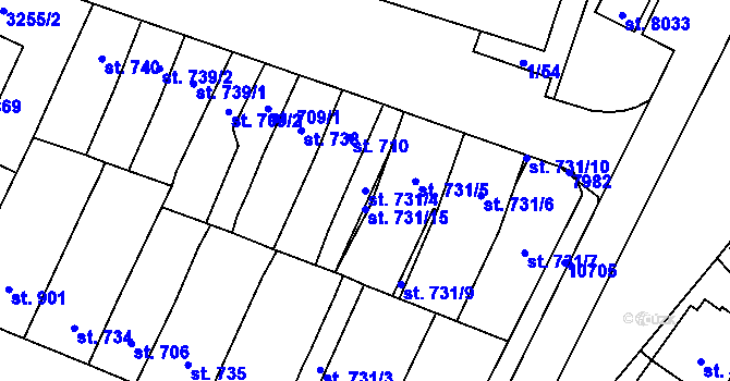 Parcela st. 731/4 v KÚ Hodonín, Katastrální mapa