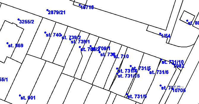 Parcela st. 738 v KÚ Hodonín, Katastrální mapa